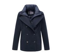 MARIKOO Chaqueta de invierno para mujer (S-3XL) - Kaban con 4 bolsillos, cuello alto y forrado (desmontable), chaqueta cálida para mujer - N044, azul marino, XL