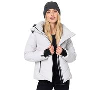 MARIKOO Chaqueta de invierno para mujer (XS-3XL), impermeable, cálida, capucha extraíble, resistente al viento, chaqueta acolchada, cuello alto, 4 bolsillos, cremallera extendida, Gris Claro, XL