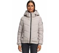 MARIKOO Chaqueta de invierno para mujer (XS-XXL) - Chaqueta acolchada, capucha con cremallera extraíble, peso ligero, chaqueta cálida para mujer - N002, Gris Claro, M