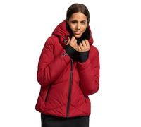 MARIKOO Chaqueta de invierno para mujer (XS-XXL) - ligera, 4 bolsillos, capucha con cremallera extraíble, chaqueta acolchada, chaqueta cálida para mujer - N007, Rojo oscuro, S