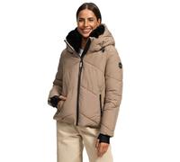 MARIKOO Chaqueta de invierno para mujer (XS-XXL) - ligera, 4 bolsillos, capucha con cremallera extraíble, chaqueta acolchada, chaqueta cálida para mujer - N007, gris pardo, XS