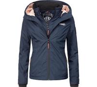 Marikoo chaqueta corta de entretiempo para mujer, ligera y con forro de felpa, con gran capucha, color fresa, tallas XS-XXL, azul marino, M