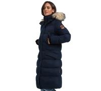 MARIKOO Chaqueta larga de invierno para mujer, parka cálida acolchada con capucha B890, azul marino, XS