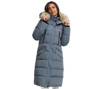 MARIKOO Chaqueta larga de invierno para mujer, parka cálida acolchada con capucha B890, Azul Tormentoso, M