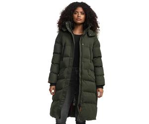 MARIKOO Chaqueta larga de invierno para mujer, parka cálida acolchada con capucha B890, verde oliva, S