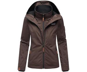 Marikoo Ligero Forrado Mujer Chaqueta de Entretiempo Corto Verano con Mimoso Guarnición Interna del Paño Grueso y Suave Y Gran Capucha Fresa Oscuro Chocolate Talla M