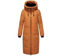 Marikoo Nadaree XVI - Abrigo para mujer, largo acolchado con capucha y cuello de piel sintética extraíble, tallas XS-XXL, Cinnamon Rusty, S