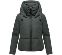 MARIKOO Ninikaa XVI - Chaqueta de invierno para mujer con cuello alto y cierre impermeable, verde piedra, L