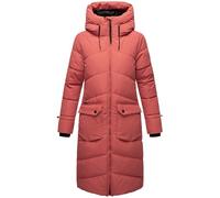 MARIKOO Tomomii XVI - Abrigo de invierno para mujer, largo con capucha y aberturas para caminar, rojo, L