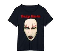 Marilyn Manson Big Face Red Lips Camiseta, Mujer Tallas Grandes, Negro, 1XL Grande