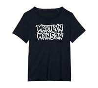 Marilyn Manson Logo Camiseta, Mujer Tallas Grandes, Negro, 1XL Grande