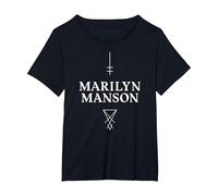 Marilyn Manson Satan Cross Camiseta, Mujer Tallas Grandes, Negro, 1XL Grande