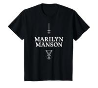 Marilyn Manson Satan Cross Camiseta, Niños, Negro, 8 años