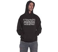 Marilyn Manson Sudadera con Capucha Classic Logo Nuevo Oficial Unisex Negro, Negro, L