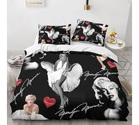 Marilyn Monroe Art Funda Nórdica Impresión 3D Digital para Dormitorio Funda De Edredón Y Funda De Almohada Microfibra Juego De Ropa De Cama con Cremallera 3 Piezas Double（200x200cm）