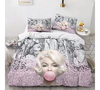 Marilyn Monroe Art Funda Nórdica Impresión 3D Digital para Dormitorio Funda De Edredón Y Funda De Almohada con Cremallera Juego De Ropa De Cama Microfibra 3 Piezas Double(200x200cm)