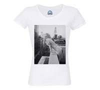 Marilyn Monroe Building Star Hollywood - Camiseta para mujer, cuello redondo, algodón orgánico, diseño retro, blanco, M