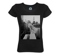 Marilyn Monroe Building Star Hollywood - Camiseta para mujer, cuello redondo, algodón orgánico, diseño retro, Negro , L