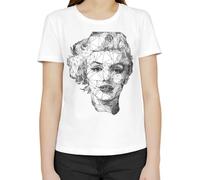 Marilyn Monroe - Camiseta clásica de manga corta con cuello redondo para mujer, Blanco, XL