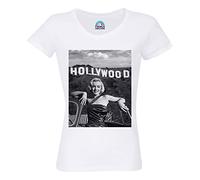 Marilyn Monroe Hollywood Star Hollywood - Camiseta de mujer con cuello redondo, algodón orgánico, diseño retro, blanco, S
