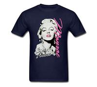 Marilyn Monroe Tattoo - Camiseta de manga corta (talla L), color azul marino