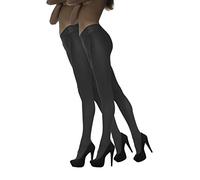 Marilyn - panties/medias opacas, con encaje de 9 cm en la parte superior, packs de 1 o 2 pares, 100 Denier gris (S/M)