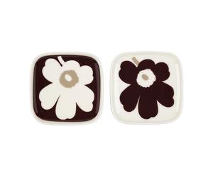 Marimekko 2 Fuentes Unikko 10x10 cm Burdeos-blanco-beige