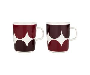 Marimekko 2 Mugs Härkä 25 cl white-dark wine-dark red