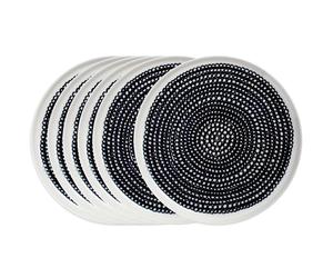 Marimekko 6 Platos Räsymateo Ø20 cm negro pequeños puntos