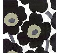 Marimekko finés funda Unikko blanco negro floral de gran lujo tradicional de mesa de papel servilletas 20 en unidades