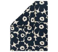 Marimekko Funda nórdica Unikko algodón-lino 150x210 cm blanco natural-azul oscuro