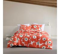 Marimekko - Juego de Funda de edredón, Ropa de Cama orgánica súper Suave, decoración Casual para el hogar (Naranja Unikko, Queen)