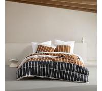 Marimekko - Juego de Funda de edredón tamaño King, Ropa de Cama de algodón orgánico con Fundas a Juego, decoración Moderna del hogar, Certificado Gots (Tiiliskivi Raita carbón, King)