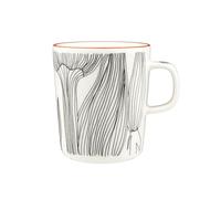 Marimekko Oiva/Kukat puhkeavat - Taza (2,5 dl), color blanco, negro y naranja