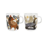 Marimekko Set de 2 tazas Oiva Ketunmarja & Peura 25 cl White-coal-mud-light grey