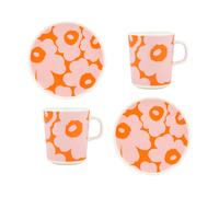 Marimekko Set de desayuno Unikko White-pink-orange. 4 piezas