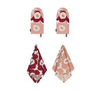 Marimekko Set paño de cocina + guante de horno Pieni Unikko 4 piezas Cotton-dark cherry-rose