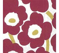 Marimekko Unikko - Servilletas de papel (25 cm, cuadradas, 20 cm), color rojo oscuro