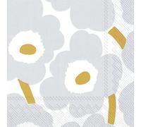 Marimekko UNIKKO - Servilletas de papel para almuerzo (33 cm, cuadradas, 3 capas, 50,8 cm), color blanco