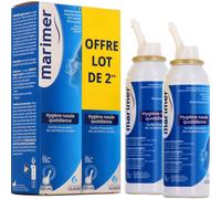 MARIMER - Lote de 2 aerosoles nasales 100 ml agua de mar natural para higiene de la nariz diaria para toda la familia desde el nacimiento fabricado en Francia