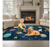 Marina De Guerra Alfombra Lavable a máquina 80 x 150 cm, Cuerpos Celestes Patrones CohetesAlfombra antideslizante resistente a las manchas, para salón, dormitorio, oficina y decoración del hoga