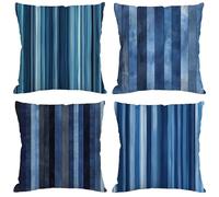 marina de guerra Cojines Exterior Impermeable Terciopelo Fundas Cojines 80x80 cm 4 Piezas a rayas Fundas para Almohadas Sofa con Cremallera Oculta,Decorativos Jardín Terraza Interior Salón Sofá Y-1283