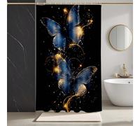 Marina de Guerra Cortina de Ducha 140 x 200 cm, Cortina Ducha Mariposa Cortinas de Baño HD Impresión Poliester Lavable Cortinas Baño con 12 Anillas Dobladillo Ponderado, Familia, Bañeras -zpg2507312