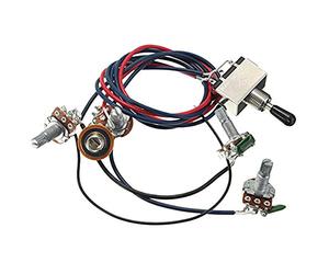 Marinada Lp - Kit de arnés de cableado para pastillas de guitarra eléctrica, 2T2 V, 500 K, interruptor de 3 vías con conector para reemplazo de guitarra Humbucker Les Pual Style, tapa negra