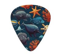Marine Animals Prints - Púas de guitarra (12 piezas, 3 grosores diferentes, adecuadas para guitarra eléctrica y acústica)