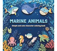 Marine animals: Simple and cute character coloring book