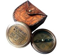 Marine Collection Mart - Brújula de Trabajo de latón Macizo Antiguo con Funda de Piel