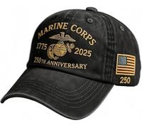 Marine Corps - Gorra de 250 aniversario, gorra lavada vintage para hombre, gorra lavada con homenaje al 250 aniversario, gorra ajustable para veteranos del Cuerpo de Marines, a, 7 1/4-7 7/8