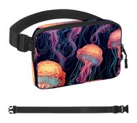 Marine Jellyfish-1388 - Riñonera para hombres y mujeres, riñonera con correa ajustable, bolsa cruzada de moda para viajes, al aire libre, correr, senderismo, multicolor, 1.5 x 9.0 x 5.9 pulgadas,