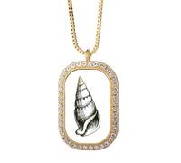 Marine Life - Collar con colgante de caracol negro con diamantes de cristal dorado